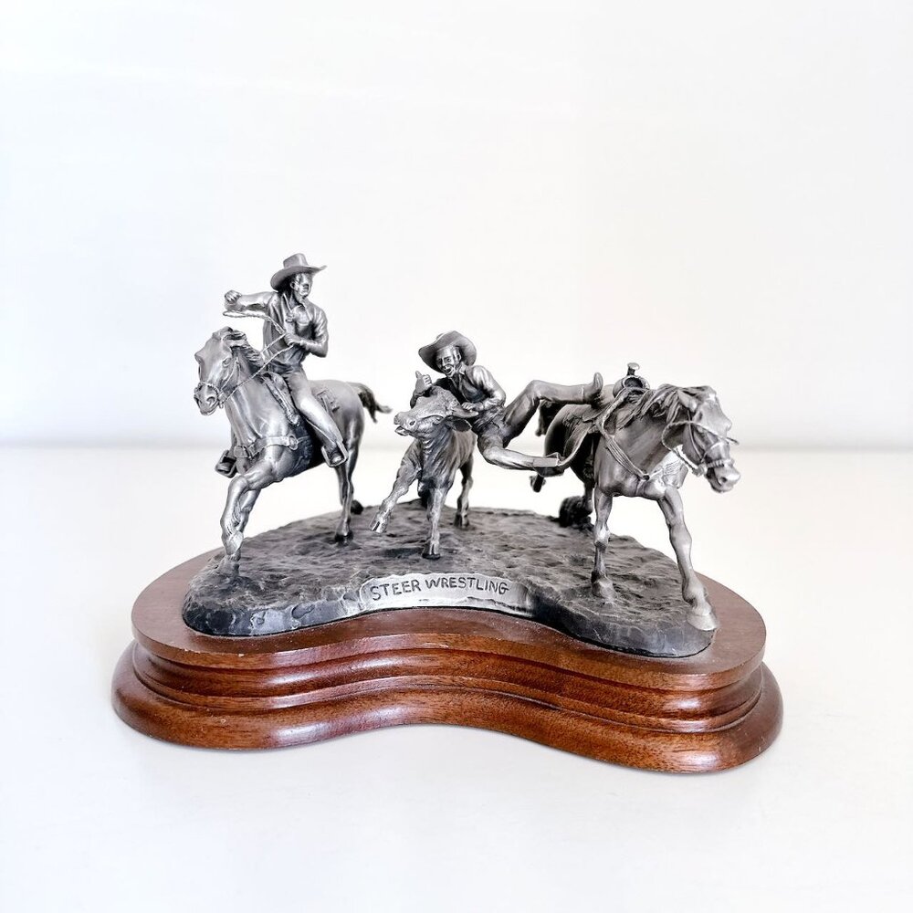 CHILMARK FINE PEWTER "STEER WRESTLING" 1978 LIMITED EDITION POLLAND